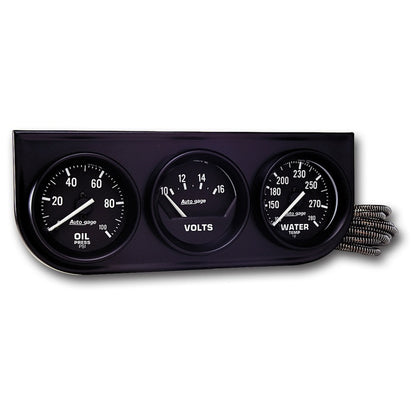 Autometer Gauge Console, Oilp/Wtmp/Volt, 2", 100Psi/280 Deg F/18V, Mech Blk Dial 2397 Photo - Primary