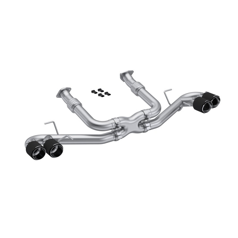 MBRP 20-23 Chevrolet Corvette C8 3in Cat Back Quad Split Rear Exit w/ Carbon Fiber Tips - T304 S70423CF S70423CF Photo - Primary