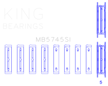 King Engine Bearings King Subaru FA/FB (Size 0.25 Oversized) Main Bearing Set MB5745SI0.25 MB5745SI0.25 Photo - Primary