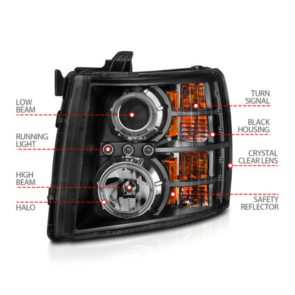 Anzo 2007-2013 Chevrolet Silverado 1500 Projector Headlights w/ Halo Black 111200 User 4
