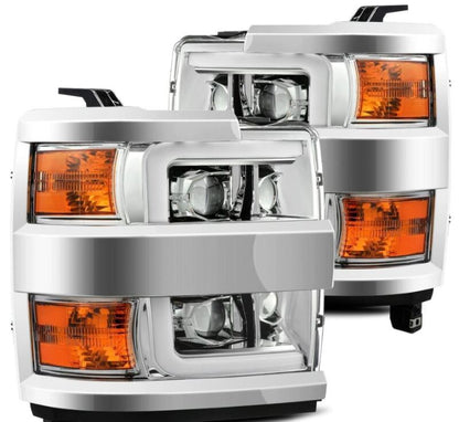 AlphaRex 15-19 Chevy Silverado 2500/3500 LUXX-Series Proj. Headlights Chrome w/Actv SeqSig & DRL 880099 880099 Photo - Primary