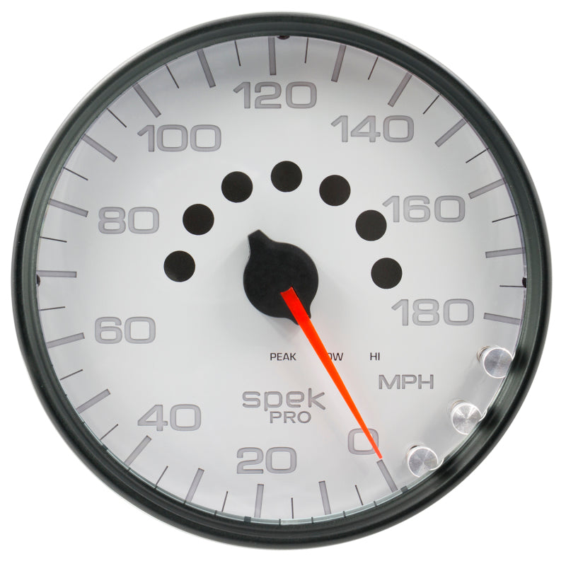 Autometer Spek-Pro Gauge Speedometer 5in 180 Mph Elec. Programmable White/Black P23012 P23012 User 1