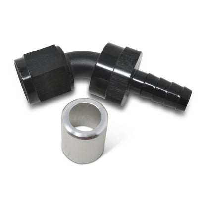 Russell #8 Crimp-on 45° Hose End - Black / Silver 610533 Photo - out of package