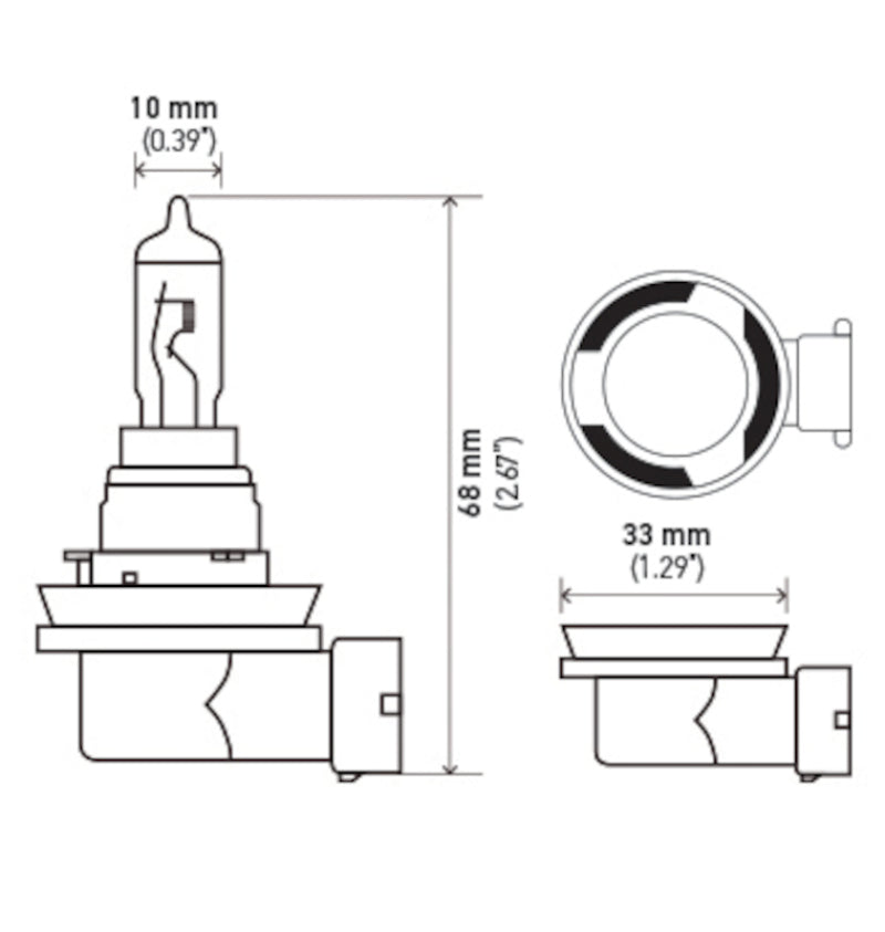 Hella Bulb H16 12V 19W Pgj193 Sb H16SB H16SB Technical Drawing