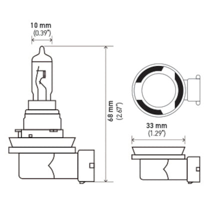 Hella Bulb H16 12V 19W Pgj193 Sb H16SB H16SB Technical Drawing
