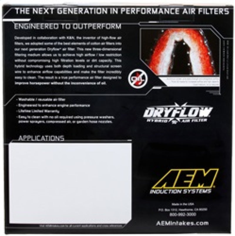 AEM Induction AEM 10 Dodge Ram 2500/3500 6.7L L6 DSL 11in L x 9.75in W x 6.5in H Replacement DryFlow Air Filter AE-07087 AE-07087 Photo - in package