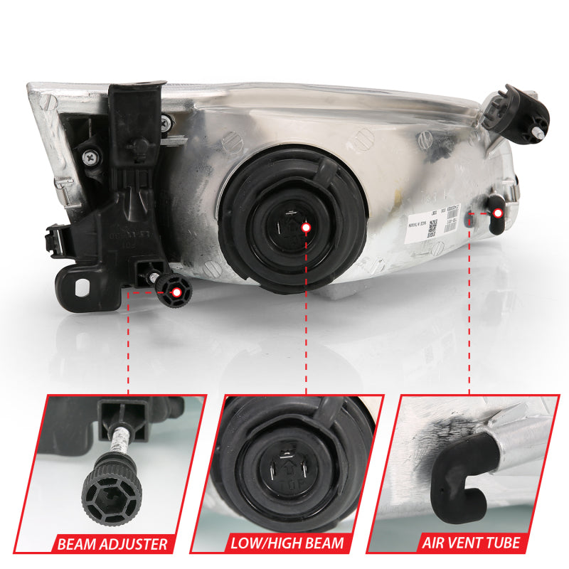 ANZO 1997-1999 Toyota Camry Crystal Headlight Chrome Amber(OE) 121555 121555 Photo - Unmounted