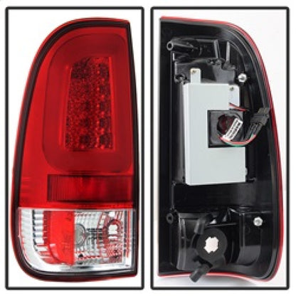 Spyder 08-16 Ford Super Duty F-250 V3 Light Bar LED Tail Lights - Red Clear (ALT-YD-FS07V3-LBLED-RC) 5084736 5084736 Photo - Unmounted