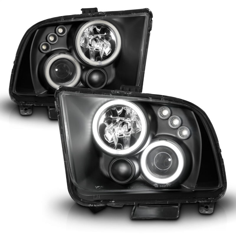 Anzo 2005-2009 Ford Mustang Projector Headlights w/ Halo Black 121166 Photo - Unmounted