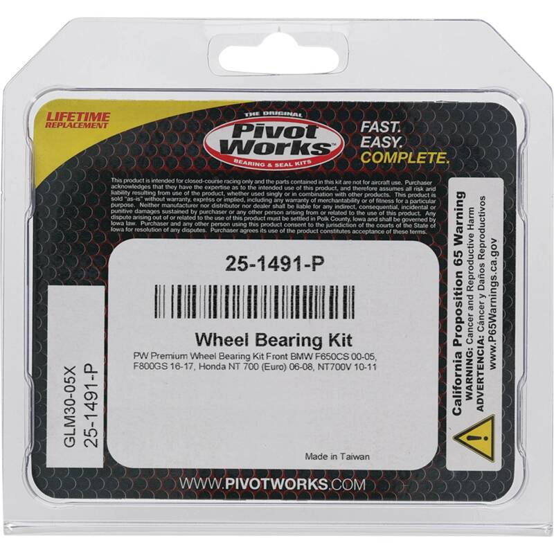 Pivot Works BMW, Honda Wheel Bearing Kit Premium Bearings 25-1491-P 25-1491-P Photo - Primary