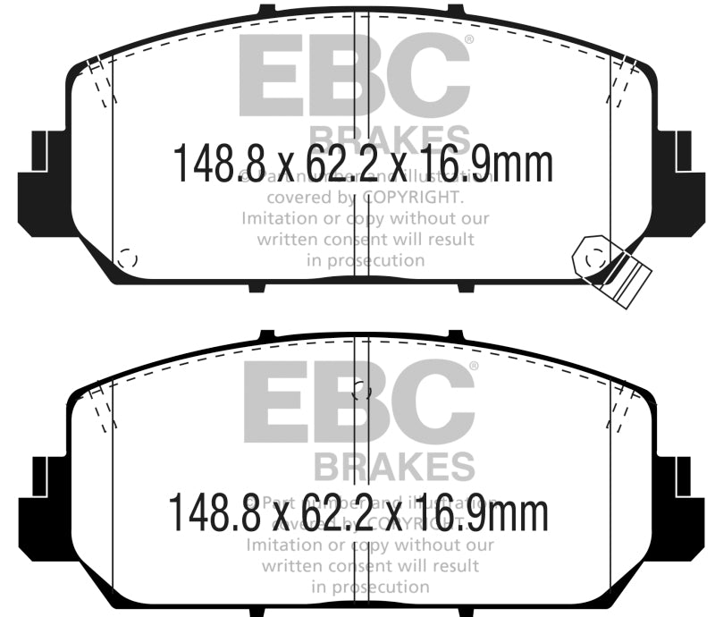 EBC 16+ Acura ILX 2.4 Yellowstuff Front Brake Pads DP43049R DP43049R Photo - Primary