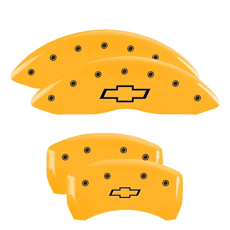 MGP 4 Caliper Covers Engraved Front & Rear Bowtie Yellow finish black ch 14231SBOWYL 14231SBOWYL Photo - Primary