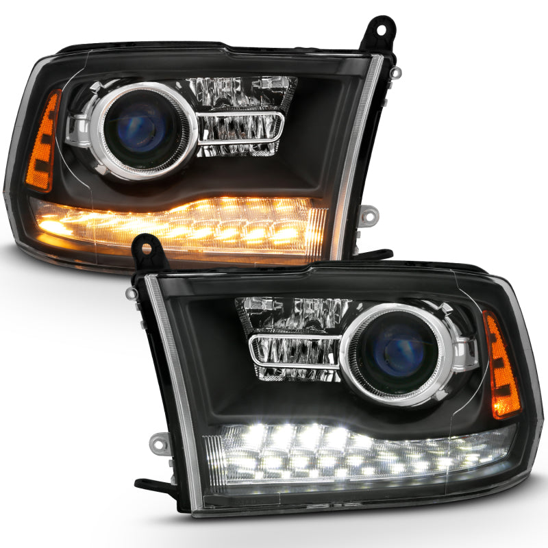 ANZO 2009-2018 Dodge Ram 1500 Projector Headlights Plank Style Halo w/Switchback Matte Black 111489 111489 Photo - Unmounted
