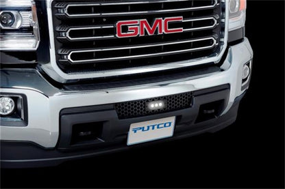 Putco 2015-2017, GMC Sierra HD - Stainless Steel - Black Punch Design Bumper 88196L Photo - Mounted