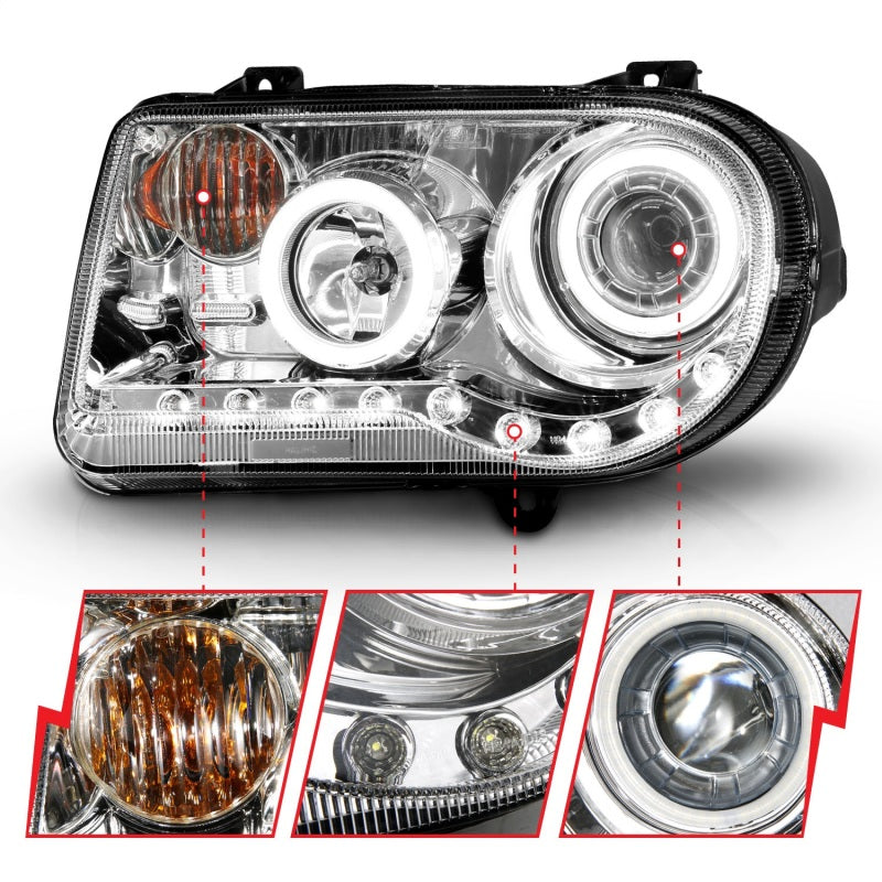 Anzo 2005-2010 Chrysler 300C Projector Headlights w/ Halo Chrome (CCFL) G2 121250 Photo - Unmounted