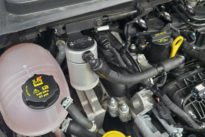 J&L 16-19 Ford Escape 1.5L EcoBoost Passenger Side Oil Separator 3.0 - Clear Anodized 3053P-C 3053P-C Photo - Mounted