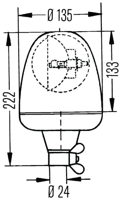 Hella Rotating Beacon H 12V Yellow Mgs12 2Rl 006846001 006846001 Technical Drawing