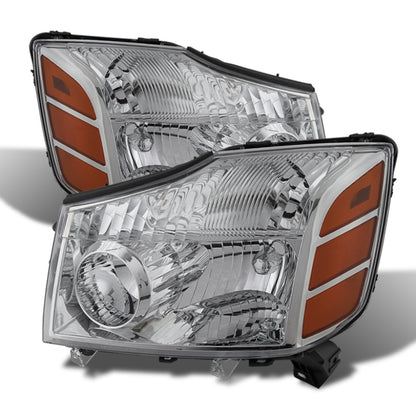 SPYDER Xtune Nissan Titan 04-14 / Armada 04-07 OEM Amber Head Lights Set Chrome HD-JH-NTI04-AM-C 5079923 5079923 Photo - Primary
