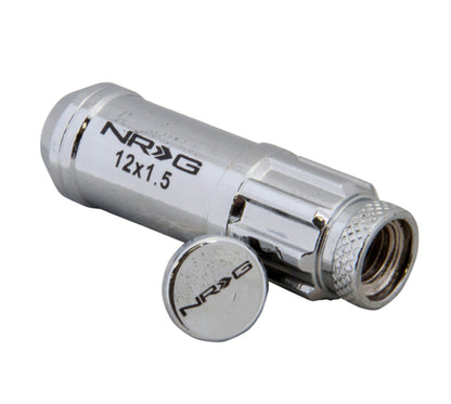 NRG M12 x 1.5 New Steel Lug Nut w/ Dust Cap Cover Set 21 Pc Silver w/ Lock LN-LS700SL-21 Photo - Primary