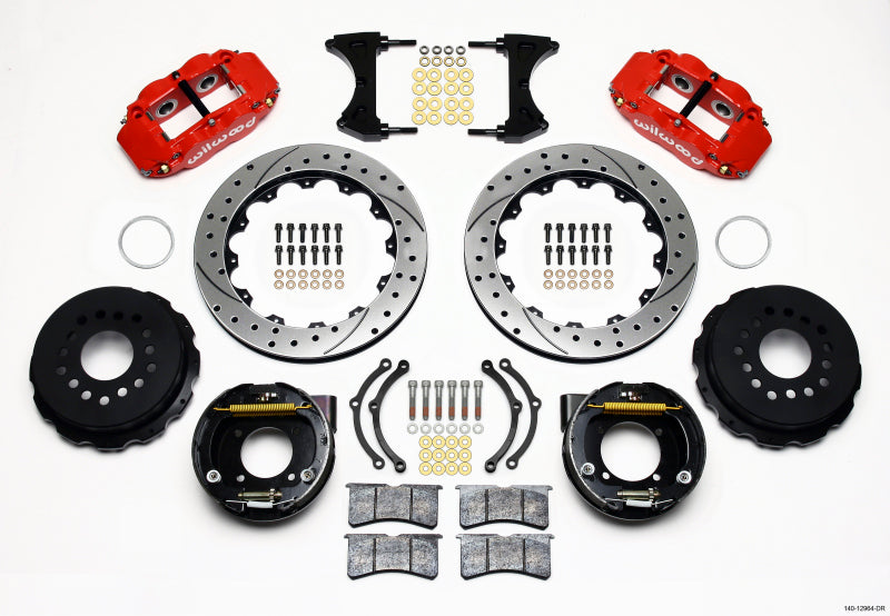 Wilwood FNSL4R Rear P-Brk Kit, 12.88", Drilled, Red, Chevy 12 Bolt w/ C-Clips 140-12964-DR Photo - Primary
