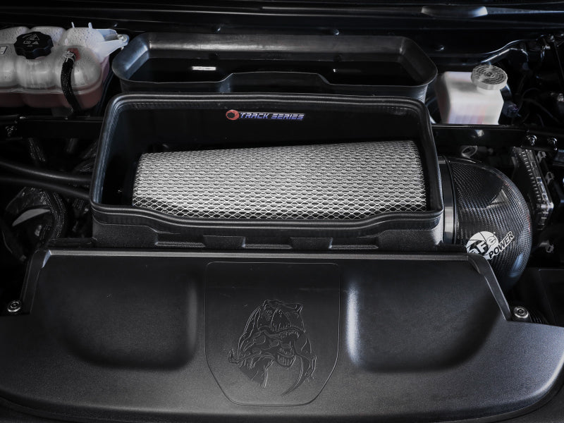 aFe 21-23 RAM 1500 TRX Track Series Carbon Fiber Cold Air Intake System w/ Pro DRY S 57-10022D 57-10022D Photo - Mounted