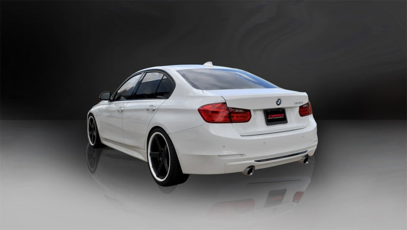 Corsa 12-14 BMW 335i Sedan RWD F30 3in Polished Touring Dual Rear Single 3.5in Tip Cat-Back Exhaust 14937 14937 Photo - Mounted