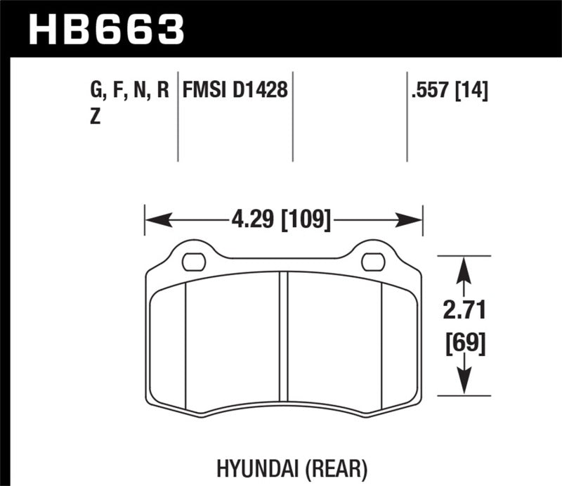 Hawk Ceramic Brake Pads Rear Hyundai Genesis Coupe  2010-2010 HB663Z.557 Photo - Primary