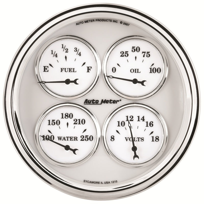 AutoMeter Gauge Quad 5in. 240 Ohm(e) to 33 Ohm(f) Elec Old Tyme White II 1210 1210 Photo - Primary