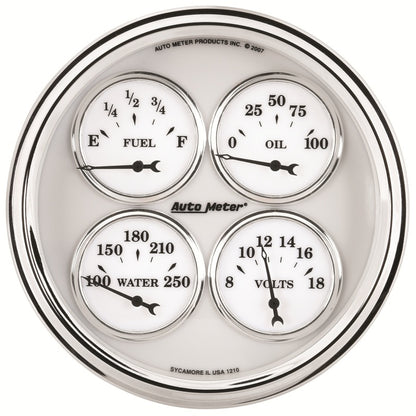 AutoMeter Gauge Quad 5in. 240 Ohm(e) to 33 Ohm(f) Elec Old Tyme White II 1210 1210 Photo - Primary