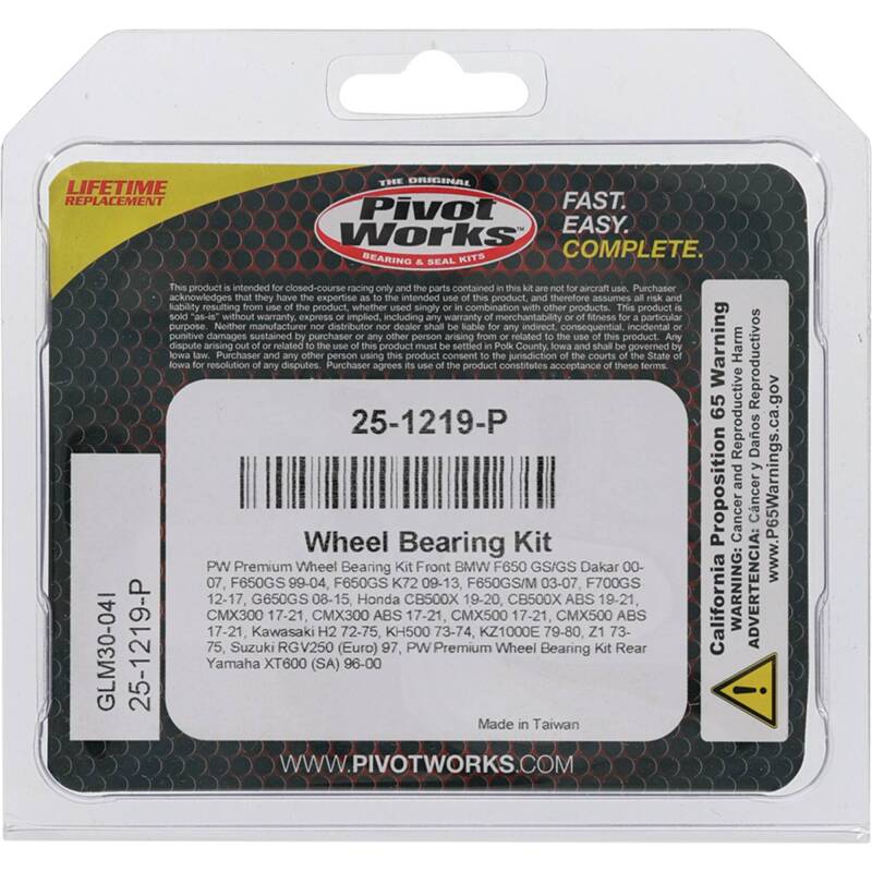 Pivot Works BMW, Honda, Kawasaki, Suzuki, Yamaha Wheel Bearing Kit Premium Bearings 25-1219-P 25-1219-P Photo - Primary