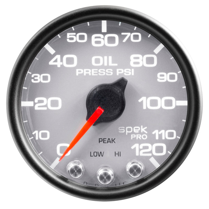 AutoMeter Gauge Oil Press 2-1/16in. 120PSI Stepper Motor W/Peak & Warn Slvr/Blk Spek P32522 P32522 User 1