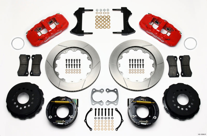 Wilwood AERO4 Rear P-Brake Kit 14.00in Red Small Ford 2.66in Offset 140-10946-R 140-10946-R Photo - Primary