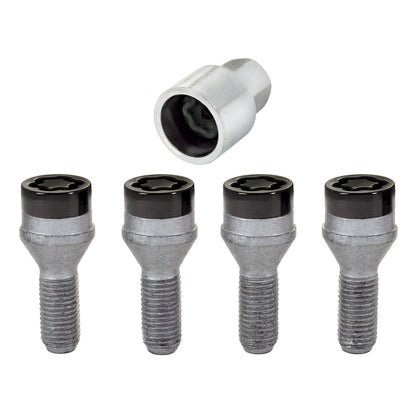 McGard Wheel Lock Bolt Set - 4pk. (Cone Seat) M12X1.25 / 19mm Hex / 25.6mm Shank Length - Black 27361 27361 Photo - out of package