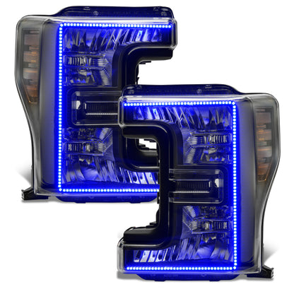 ORACLE Lighting Oracle 17-19 Ford F-250 SD Dynamic Pre-Assembled Headlights - Halogen - Black Edition - ColorSHIFT 8203-332 8203-332 Photo - lifestyle view