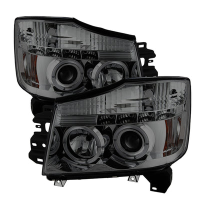 Spyder Nissan Titan 04-14/Armada 04-07 Projector Headlights LED Halo LED Smke PRO-YD-NTI04-HL-SM 5033963 5033963 Photo - Primary