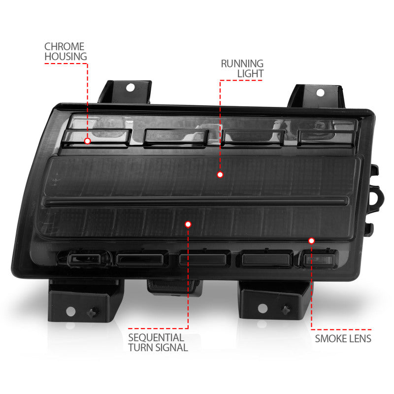 ANZO Wrangler 18-21/Gladiator 20+ LED Side Marker Lights Smoke w Sequential Signal 511088 511088 Photo - Unmounted