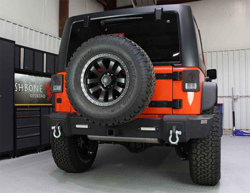 Fishbone Offroad 07-18 Jeep JK Wrangler Rubicon Steel Rear Bumper W/LEDs - Blk Textured Powdercoat FB22032 FB22032 Photo - lifestyle view