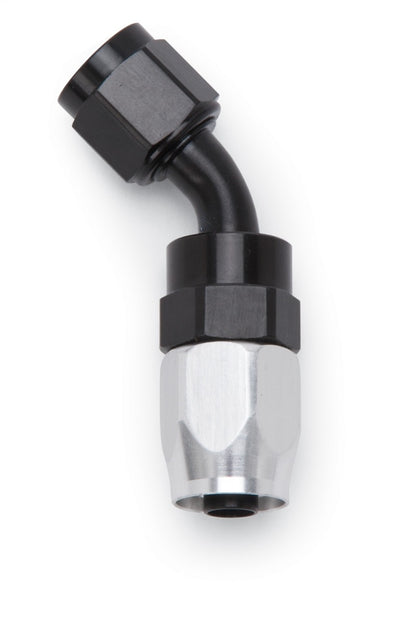 Russell Performance -6 AN Black/Silver 45 Degree Full Flow Swivel Hose End 613093 613093 Photo - Primary