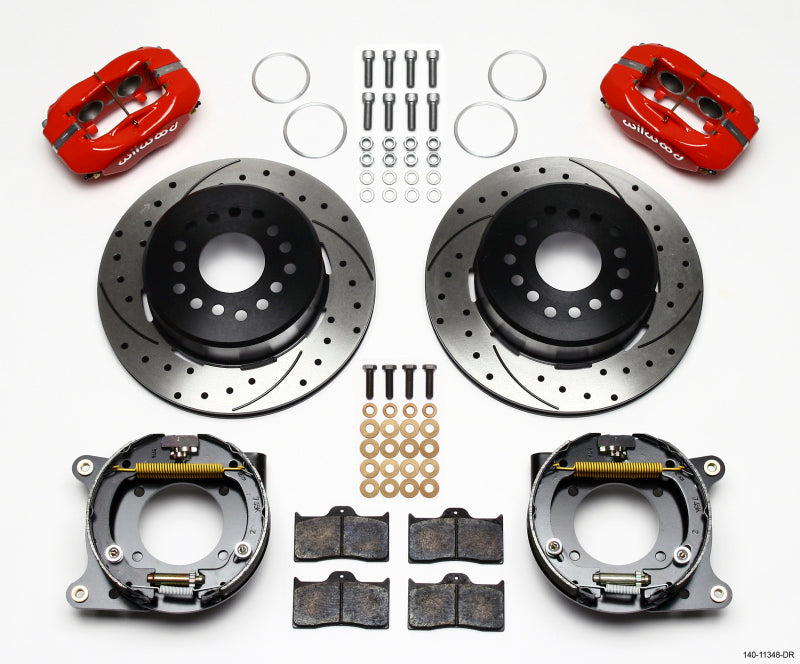 Wilwood Forged Dynalite P/S Park Brake Kit Drill-Red 55-57 Chevy 2.34in Offset 140-11348-DR 140-11348-DR Photo - Primary