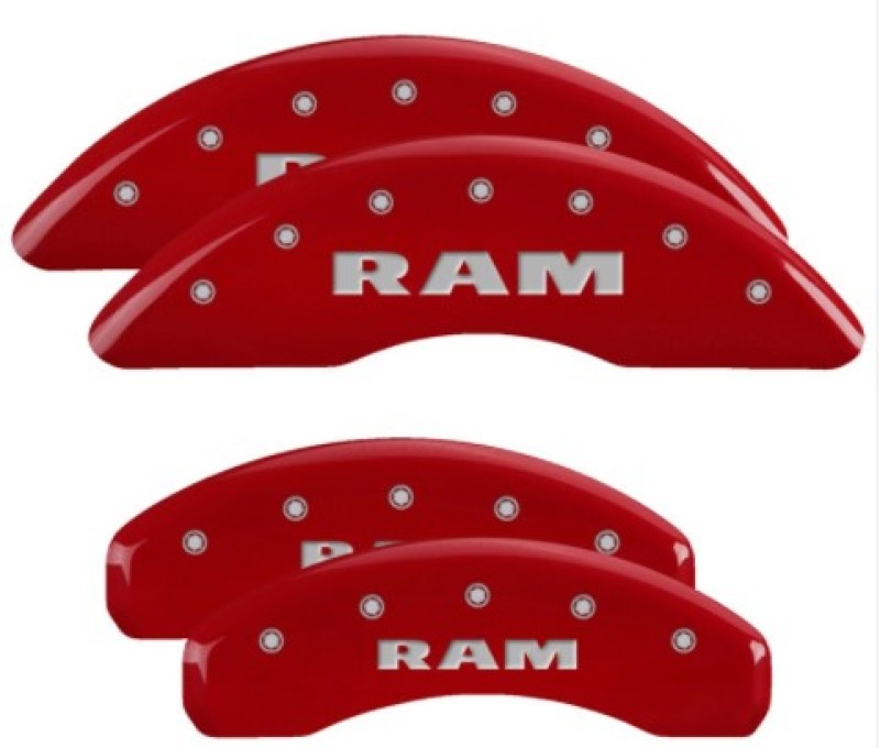 MGP 4 Caliper Covers Engraved Front & Rear 2019 Ram 1500 Red Finish Silver RAM Logo 55006SRAMRD 55006SRAMRD User 1
