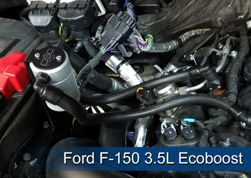 J&L 2011-2022 Ford F-150 2.7L/3.5L/5.0L Passenger Side Oil Separator 3.0 - Clear Anodized 3016P-C 3016P-C Photo - Mounted