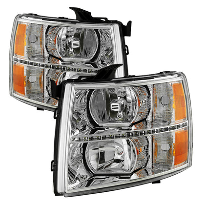 SPYDER Xtune Chevy Silverado 07-13 Crystal Headlights w/ Drl LED Design Black HD-JH-CS07-LED-C 9032981 9032981 Photo - Primary