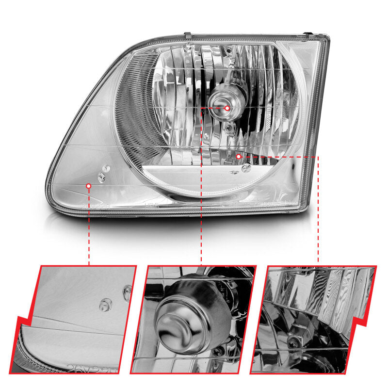 Anzo 1997-2003 Ford F-150 Crystal Headlights Chrome 111030 User 3