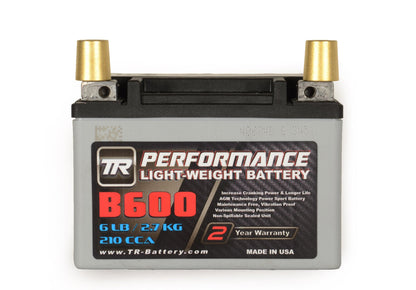 Tomioka Racing TR-B600 6LBS AGM Lightweight Battery Street Use Race Use Track Use Universal Fit with Battery Tender (Optional)