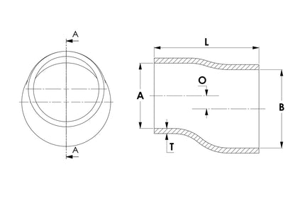 HPS Performance Products HPS 3-1/4" - 3-1/2" Silicone Offset Reducer Coupler Hose, High Temperature 4-ply Reinforced