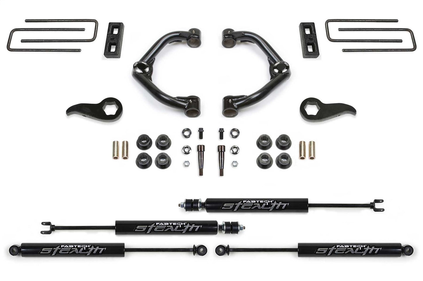 Fabtech 2020 GM K3500HD 4WD Uniball UCA 3.5in Lift System w/Stealth Shocks K1181M