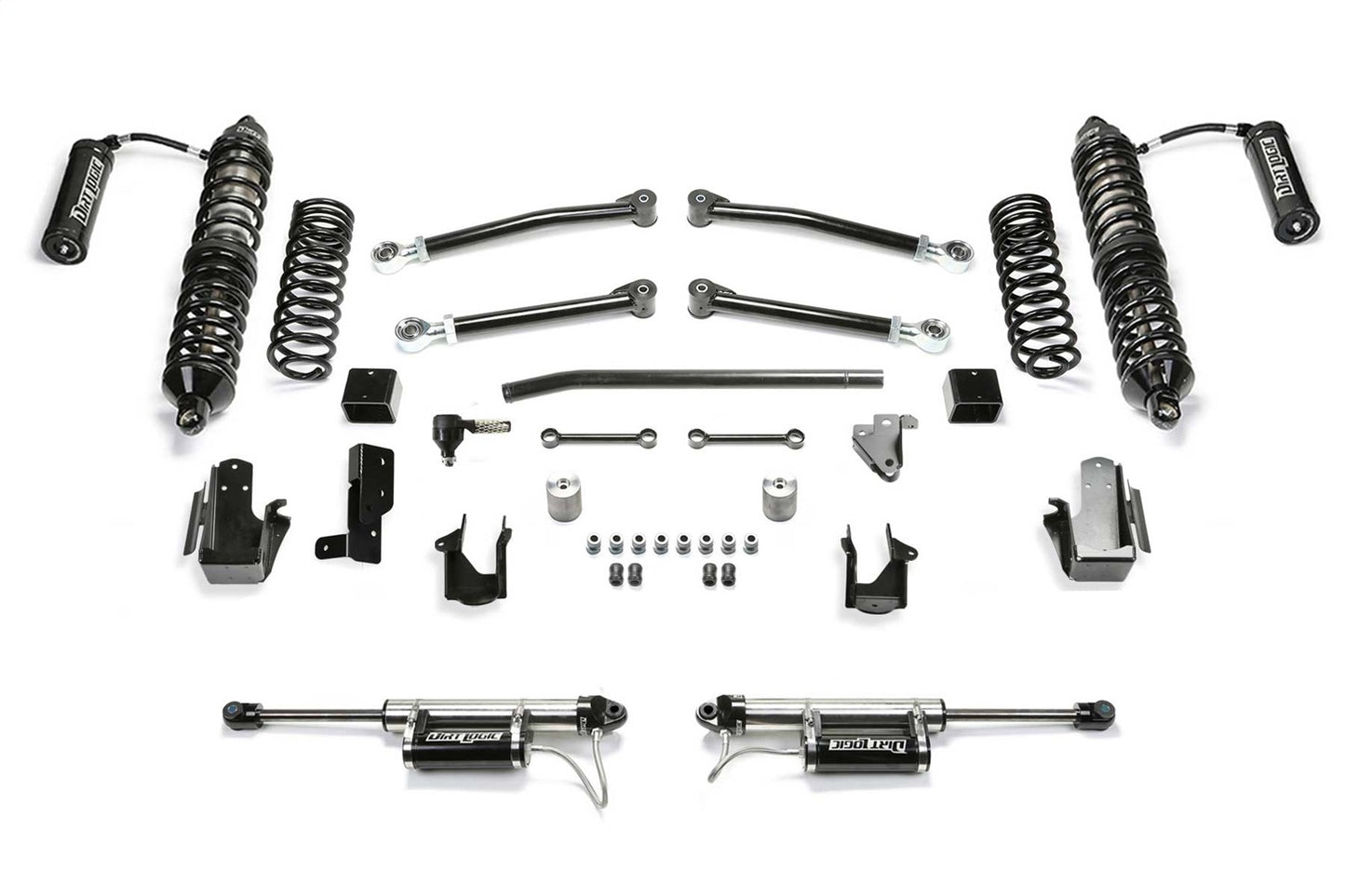 Fabtech 21-22 Jeep JL 4WD Gas 5in Trail w/DLSS 2.5 Coilover Resi & RR DLSS Resi K4232DL