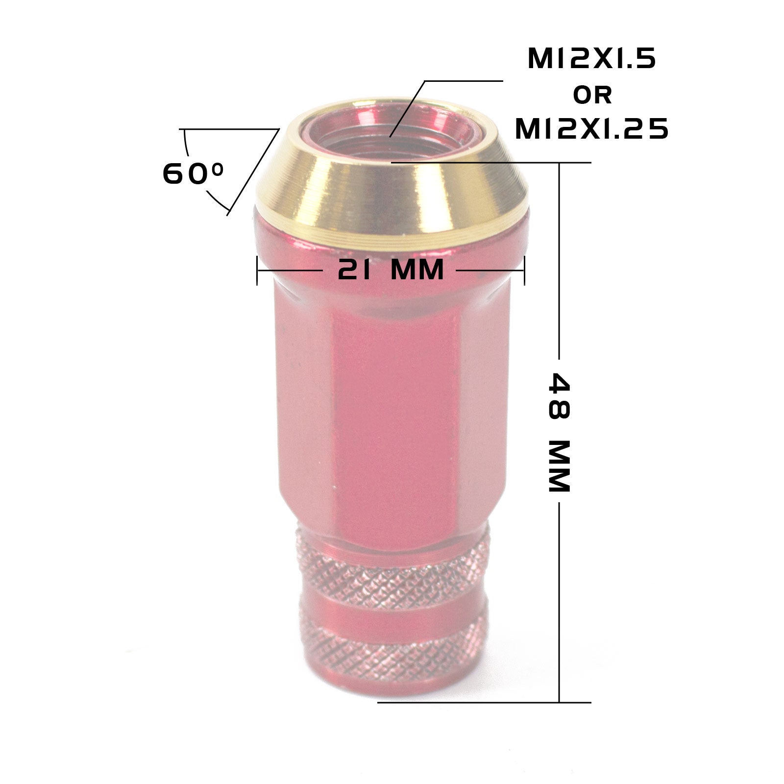 Godspeed GR48 Steel Lug Nuts M12X1.25 With Spin Washer