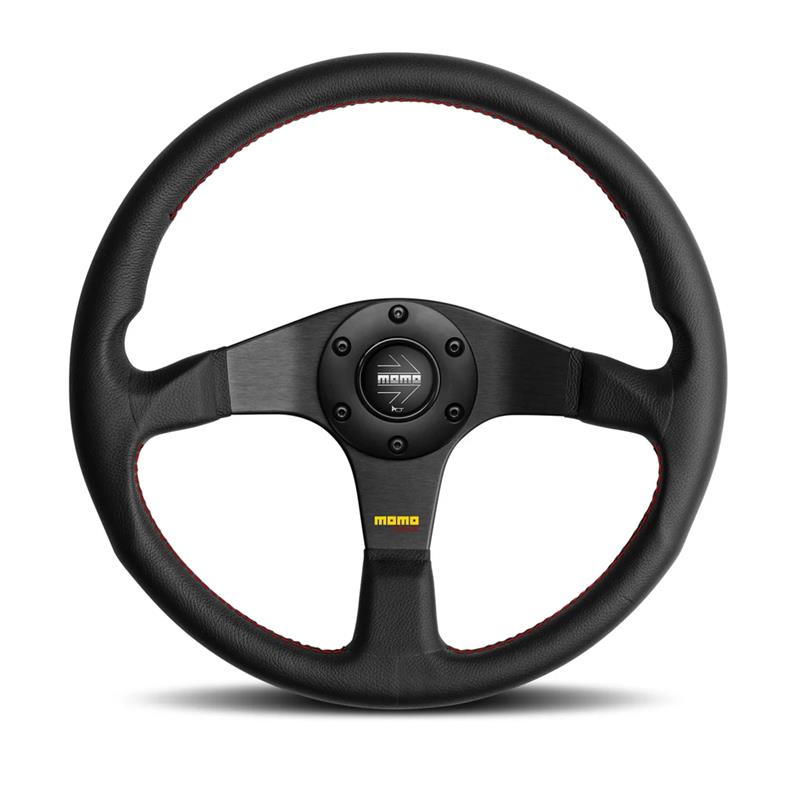 MOMO Tuner Steering Wheel - Black Leather/Red Stitching