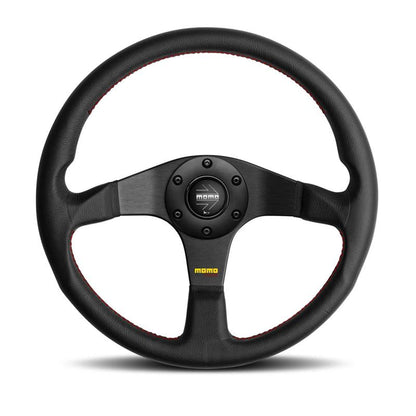 MOMO Tuner Steering Wheel - Black Leather/Red Stitching